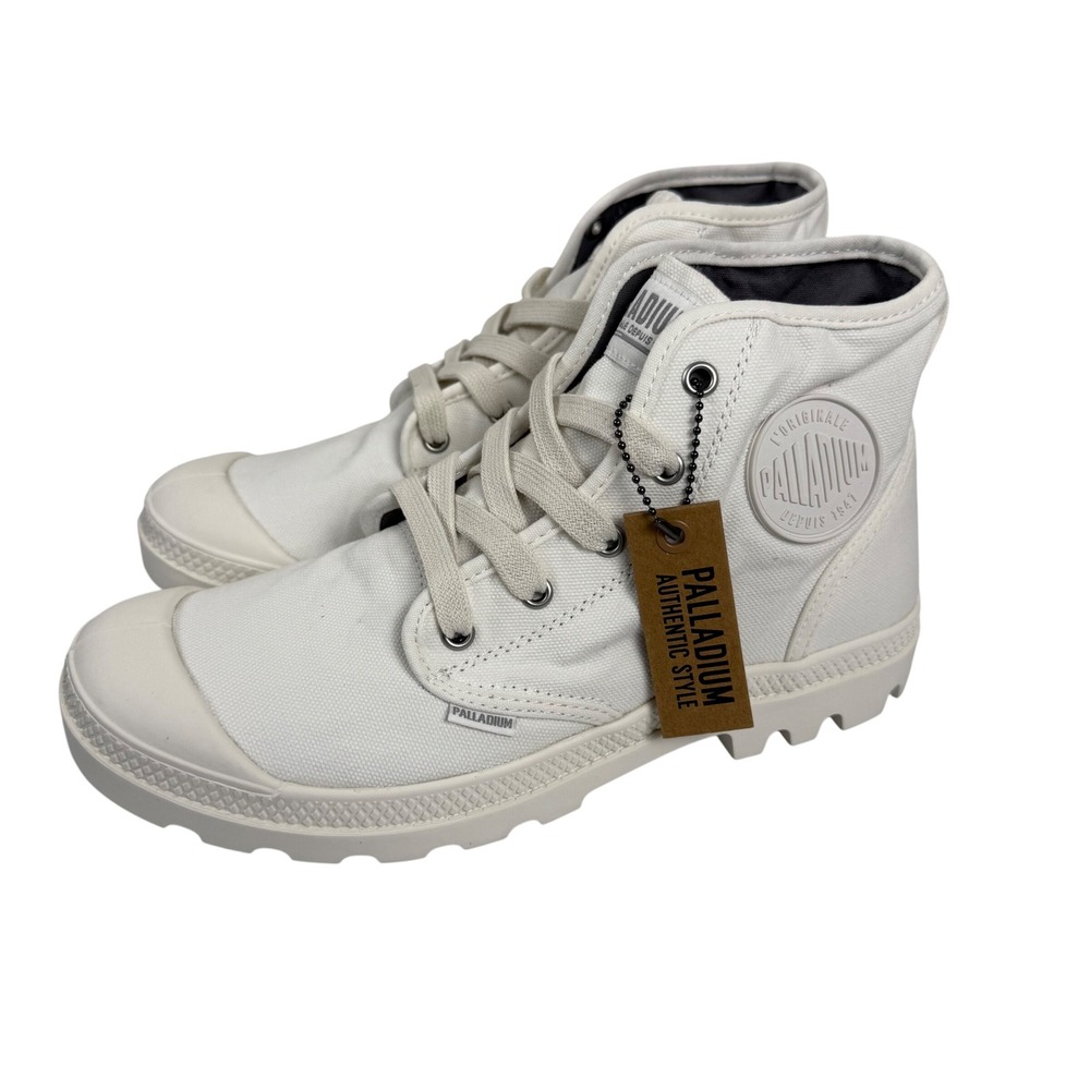 NEW Palladium Pampa Hi Womens White Canvas High‎ Top Boots Star White Size 10